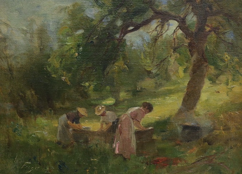 William Miller Frazer RSA (1864-1961), oil on board, ‘Washing Day, Struan’, signed, 25 x 34cm